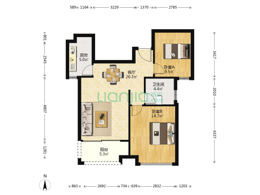 立新印象嘉园 2室1厅1卫 81平方