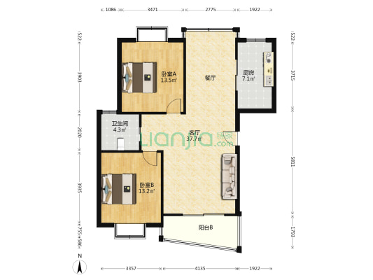 大名公寓 2室1厅1卫 99平方