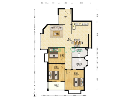 丽水雅苑 3室1厅2卫 131平方
