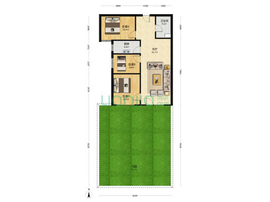 此房契税票满五唯一 精心装修可拎包入住 带车位地下室-户型图