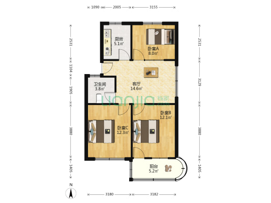 西河口小区 3室1厅1卫 74平方