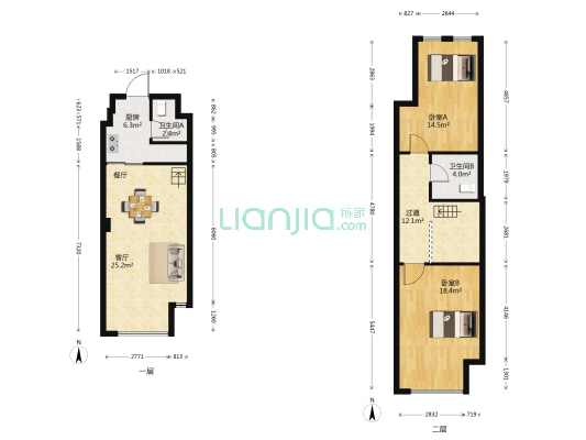 紫金大厦 2室1厅2卫 47平方