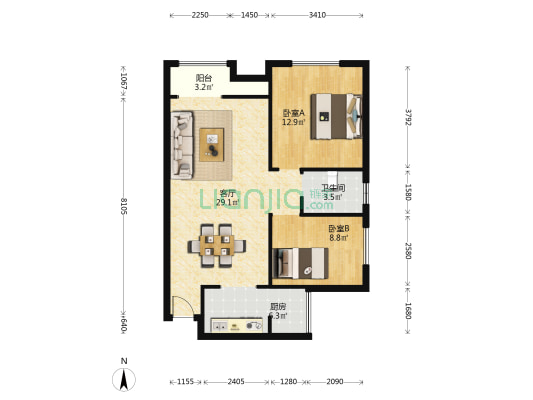 天宇半岛阳光二期 2室1厅1卫 79平方