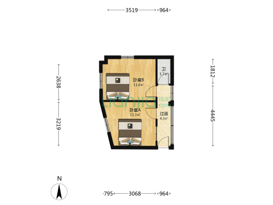 中山大道907号 2室0厅1卫 21平方