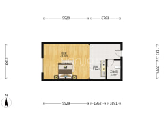 中间楼层，集中供暖，西向正规一居-涿州同善园银座户型图