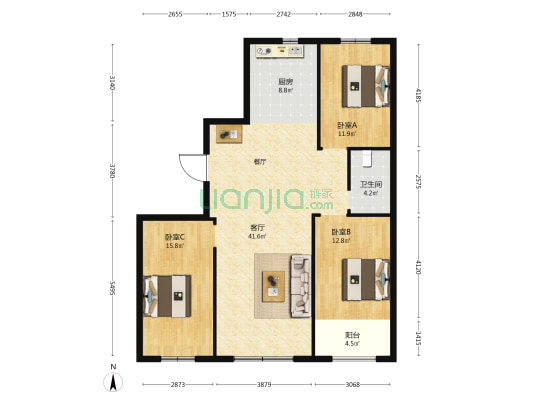 恒信·安顺府 3室1厅1卫 131平方
