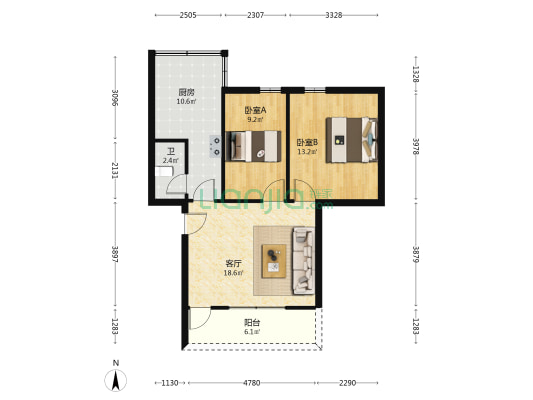 东江制药厂宿舍 2室1厅1卫 71平方