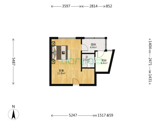 水晶俊园 1室0厅1卫 41平方