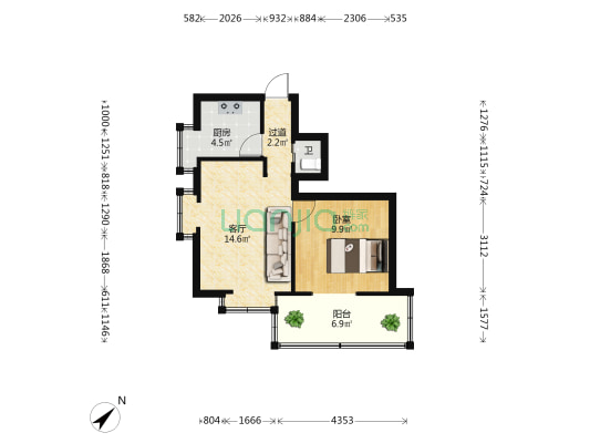 昆明租赁总公司生活区 1室1厅1卫 42平方