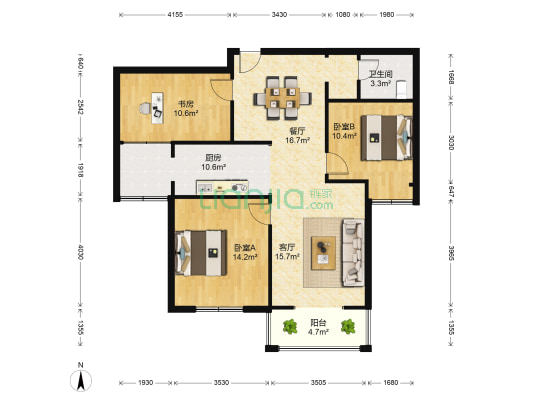 明昊和府 3室2厅1卫 111平方