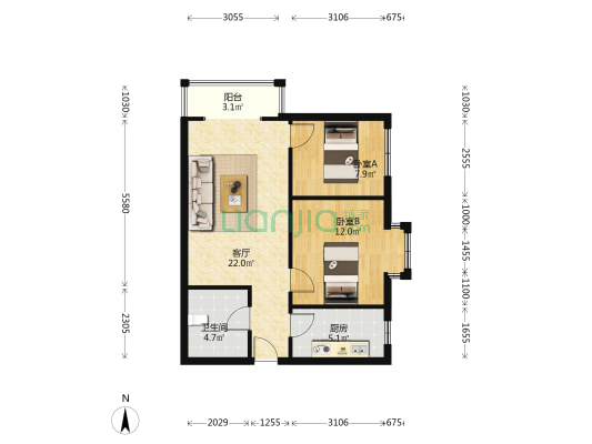 成熟社区精装好楼层房本满五唯一税费低-户型图