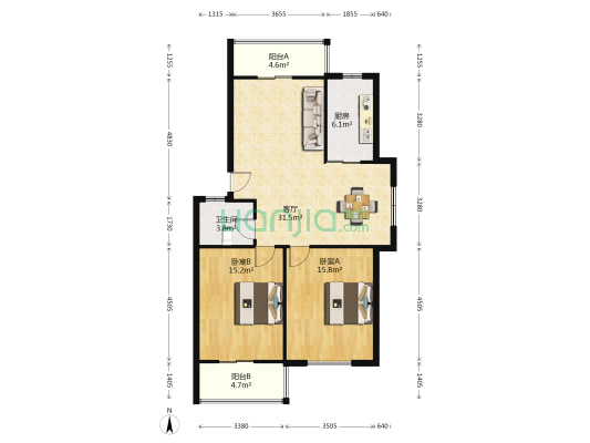 泰瑞家园 2室1厅1卫 87平方