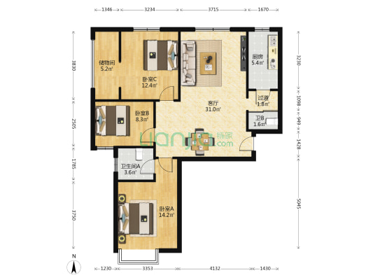 兰州市国资物业第二十九佳园(东区) 3室1厅2卫 120平方