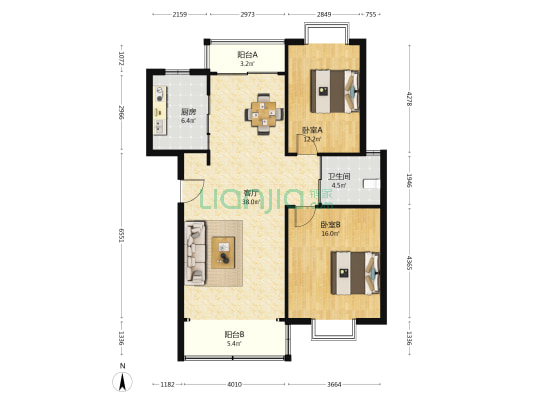 经典花苑 2室1厅1卫 100平方