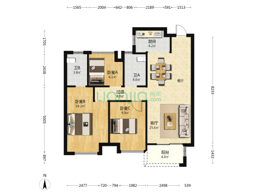 合景梧桐四季 3室1厅2卫 96平方