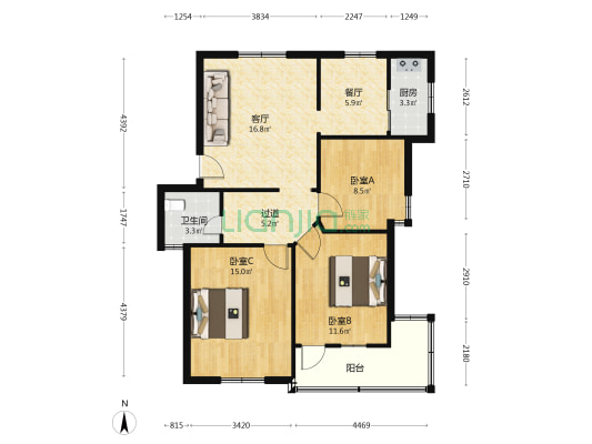 笠泽路162号 3室2厅1卫 89平方