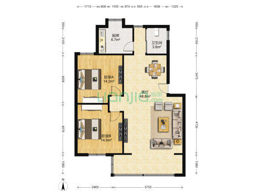 洛阳东路孙家亭段 2室1厅1卫 104平方