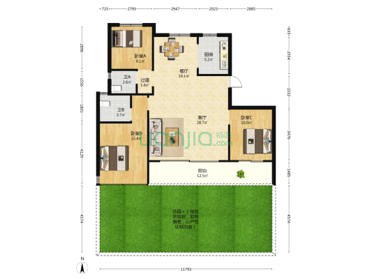 凌云府 3室2厅2卫 119平方