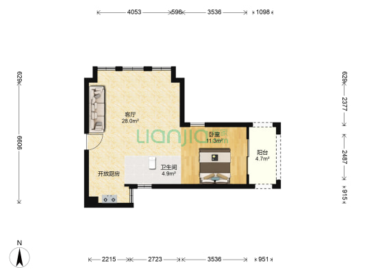 康鑫城南区 1室1厅1卫 57平方