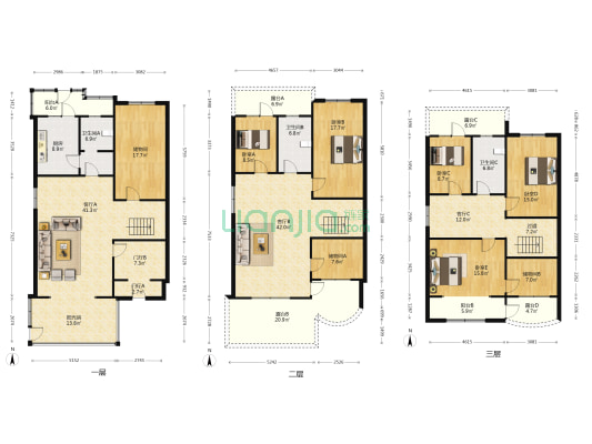长实别墅 5室3厅3卫 289平方