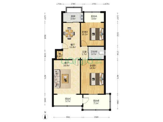 吉庆巷21号 2室2厅1卫 97平方