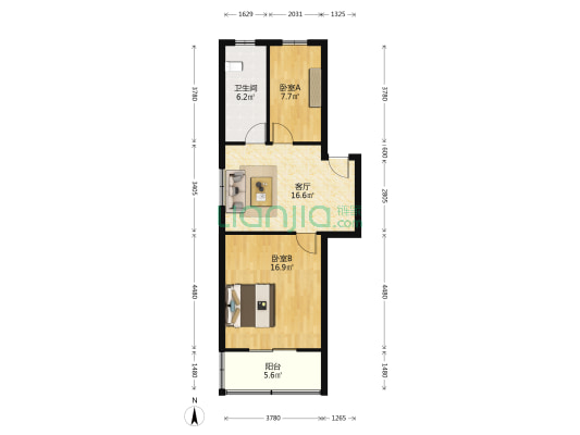 五一花苑东区 2室1厅1卫 65平方