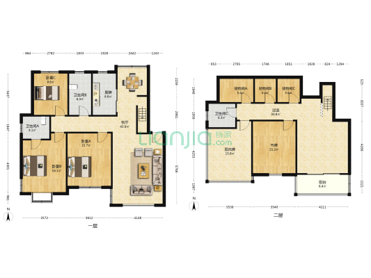 南城花园1区 4室1厅3卫 189平方