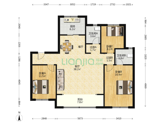 建发玖熙府 3室1厅2卫 132平方
