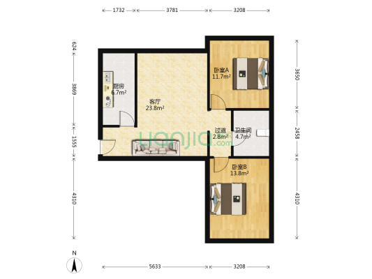 春风雅筑 2室1厅1卫 88平方