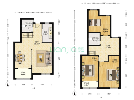 德信九龙城紫郡 3室1厅2卫 165平方