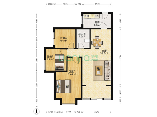 丽景佳苑 3室1厅1卫 86平方