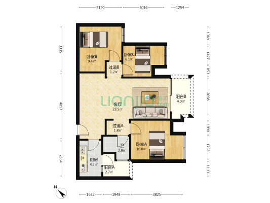 凤鸣水岸 3室1厅1卫 84平方