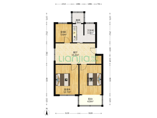 新岗一村 3室1厅1卫 80平方