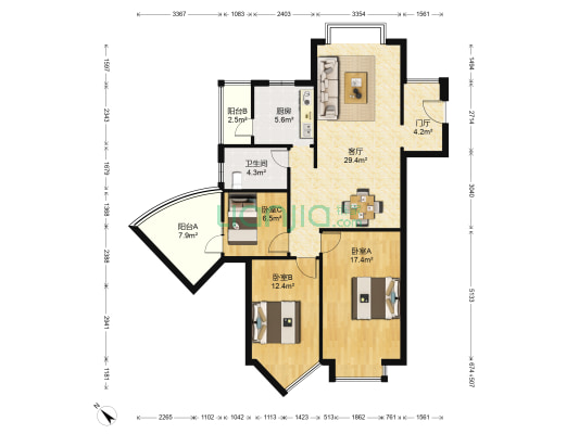 三九绿城 3室1厅1卫 101平方