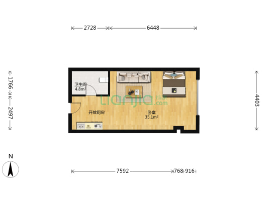 巨福园公寓 1室0厅1卫 59平方