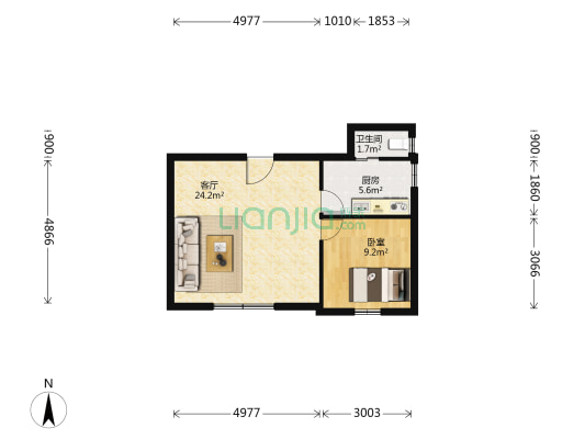德县路 1室1厅1卫 51平方