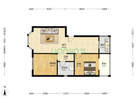爱家馨苑 1室1厅1卫 75平方
