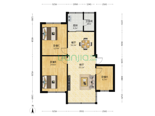 海南农垦东大院 3室2厅1卫 79平方