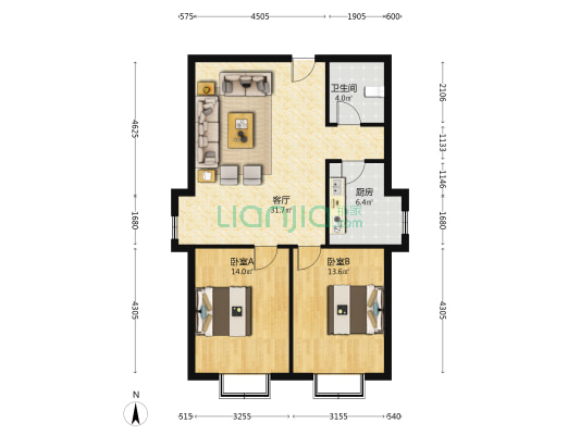 太阳城花园 2室1厅1卫 90平方