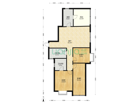实华大厦 3室1厅2卫 127平方