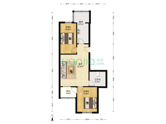 华山十七街坊 2室1厅1卫 78平方
