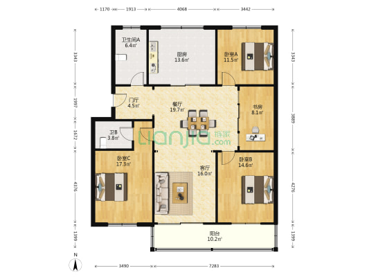 兴业楼 4室2厅2卫 145平方