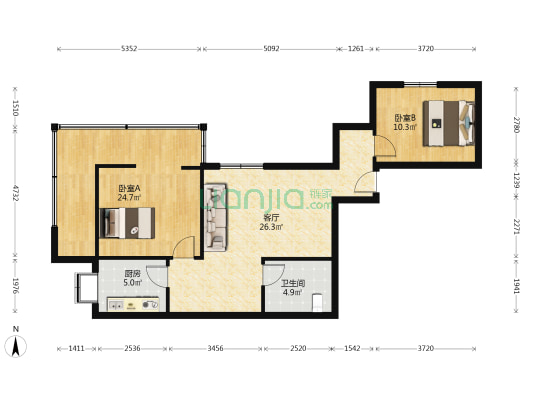 金龙路8号 2室1厅1卫 82平方