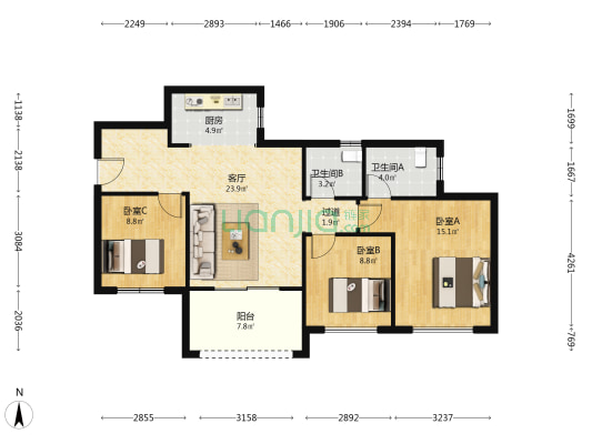 仁寿万景·进园汇 3室1厅2卫 92平方