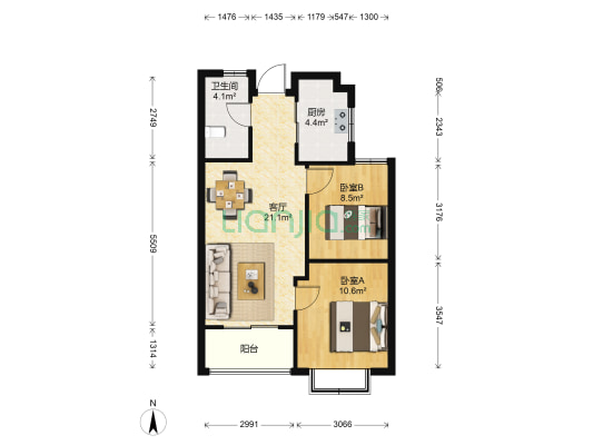 常发豪郡南区 2室1厅1卫 74平方