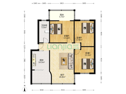 桂花巷51号 3室1厅1卫 99平方