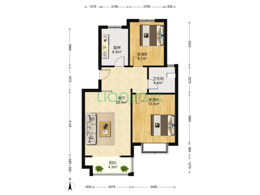 东盐滩社区 2室1厅1卫 82平方