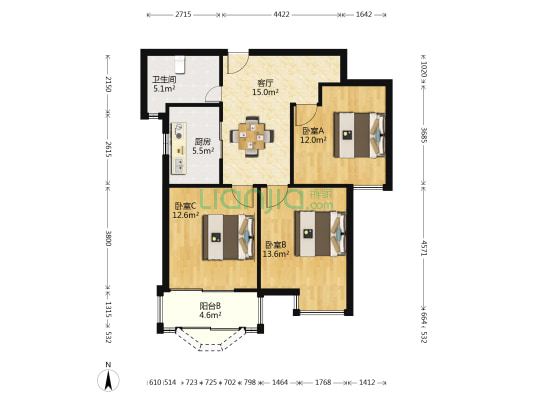 永兆豪庭 3室1厅1卫 88平方