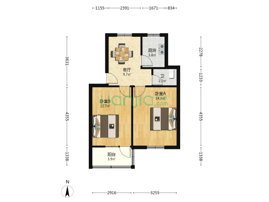 和燕路449号 2室1厅1卫 57平方