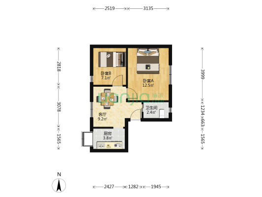 八一路389号 2室1厅1卫 47平方